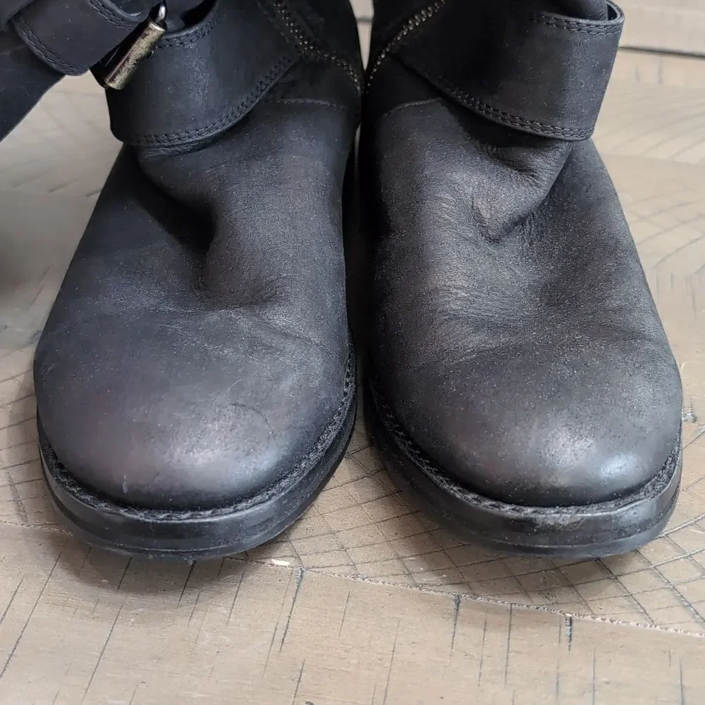 Gentle Souls Edgefield Black Nubuk Leather Buckle OTK Boots Size 7M